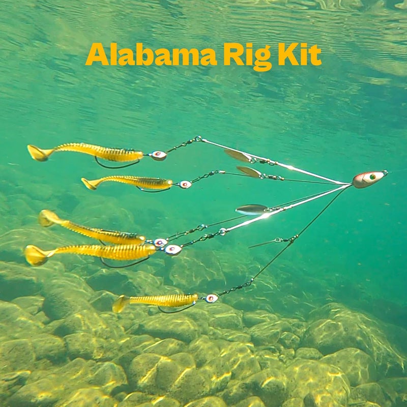 OJYDOIIIY Alabama Rig Kit 2 Sets with Jig Heads and Trailers, Umbrella Rig for Stripers,Bass Fishing - Image 2